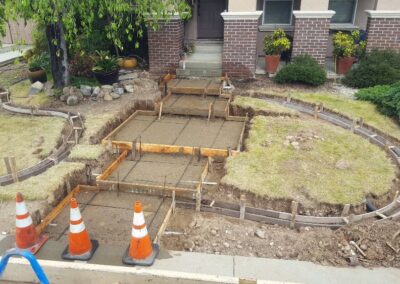 Concrete framing and rebar for front yard remodel